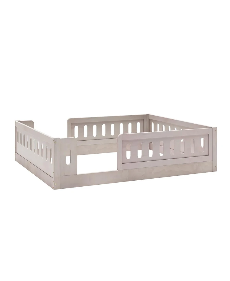 Streamdale Furniture Wood Platform Bed with Guardrail