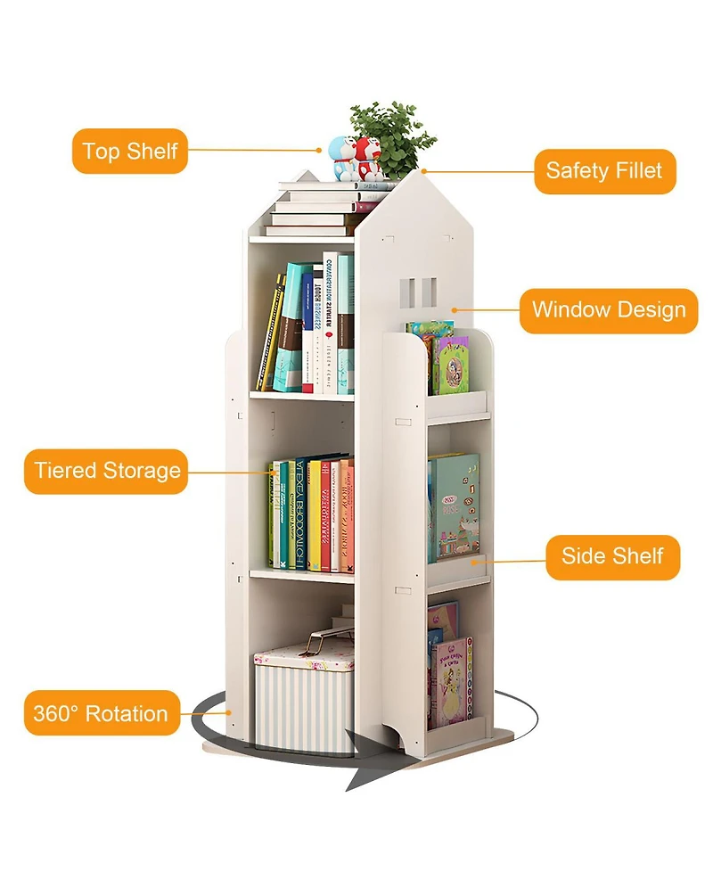 Streamdale Furniture 4-Tier 360 Rotating Floor Standing Bookshelf