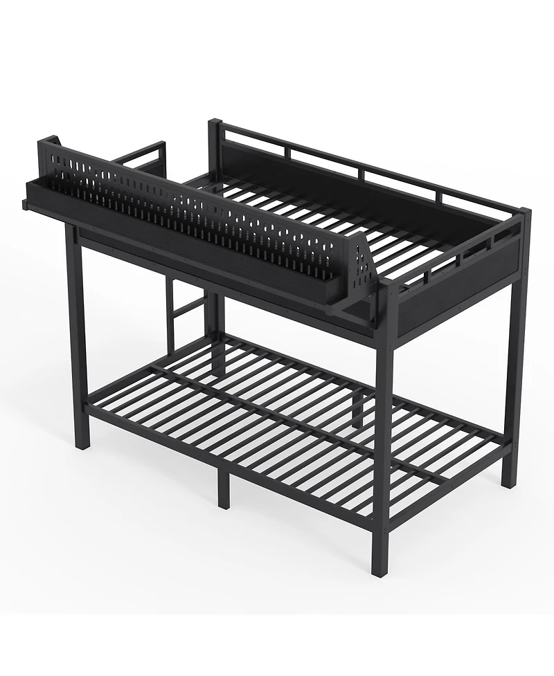 Streamdale FurnitureTwin Xl/Twin Xl Metal Bunk Bed with Storage Usb and Led Lights
