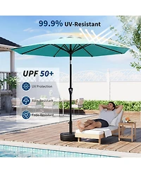 homfan 9Feet Outdoor Patio Umbrella With Protection, Crank And Push Button Tilt, 8 Sturdy Ribs, Sunshade For Garden Backyard Deck