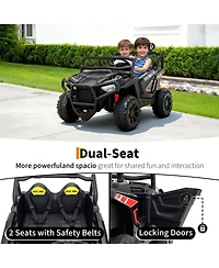 homfan 2-Seater Electric Utv Ride-On Truck with Remote Control, Led Lights & 4-Wheel Suspension, 120 lb Capacity, Ages 2+