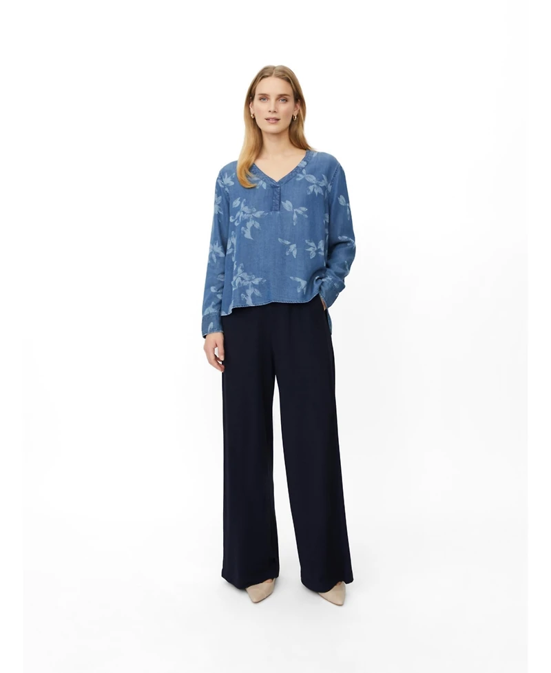 Masai Copenhagen Women's MaDariane Denim Floral Print Blouse