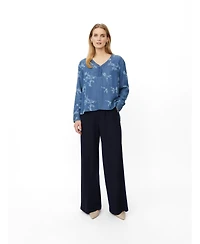 Masai Copenhagen Women's MaDariane Denim Floral Print Blouse