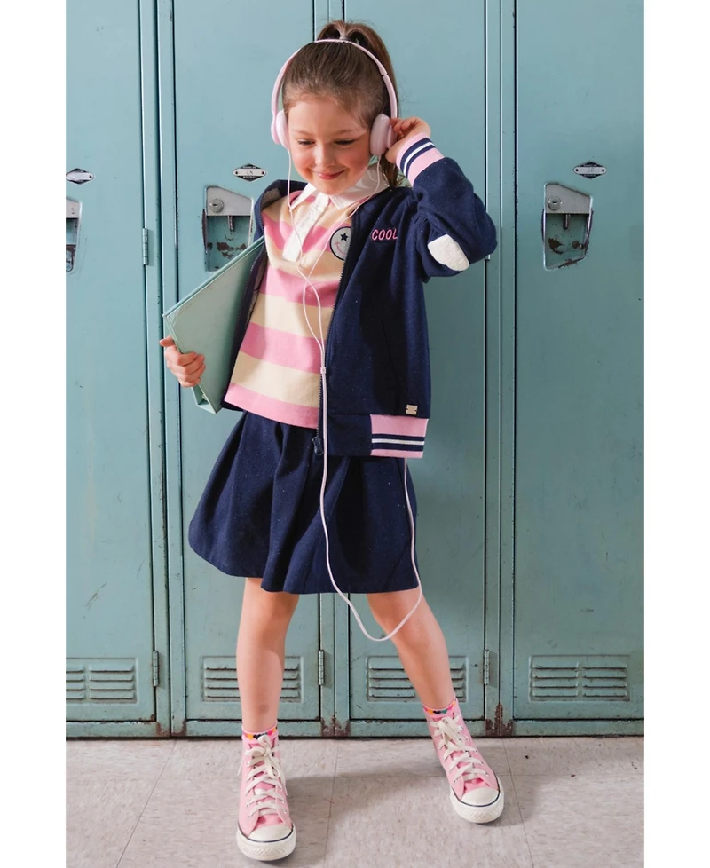 Deux par Deux Toddler Girls ( 2 to 5 ) Pleated French Terry Skirt Denim