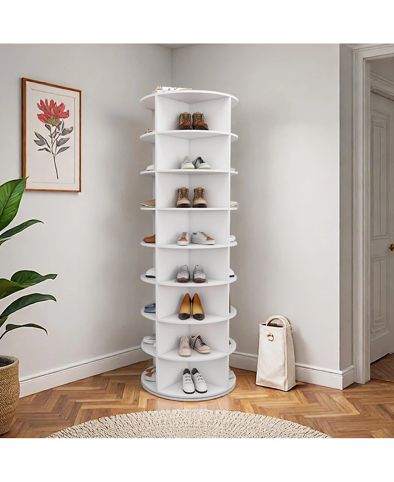 Streamdale Furniture 8-Tier Rotating Shoe Rack Tower 360 Spinning Organizer (Holds 32 Pairs)