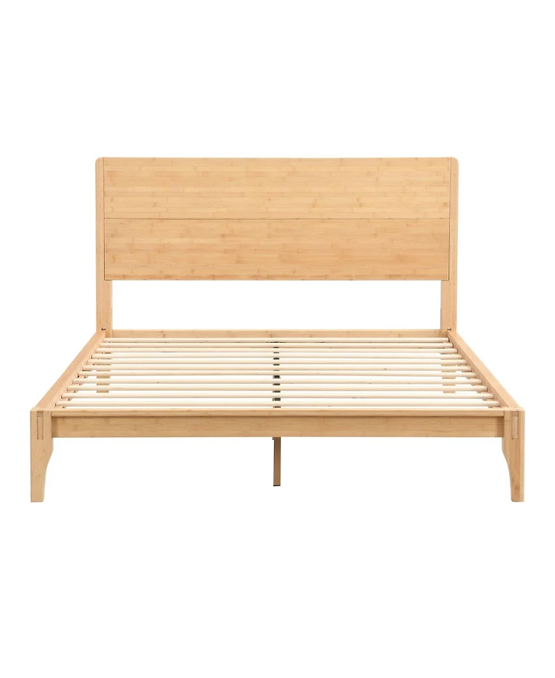 Streamdale Furniture Mid-Century Modern 12' Bamboo Platform Bed Full Size No Box Spring Needed