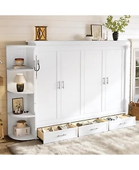 Streamdale Furniture Queen Murphy Bed with Shelf, Cabinets, Drawer