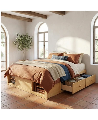 Streamdale Furniture Platform Bed With 4 Drawers, Footboard Storage, No Headboard