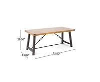 sumyeg Outdoor Acacia Wood Metal Base Dining Table with Teak Finish