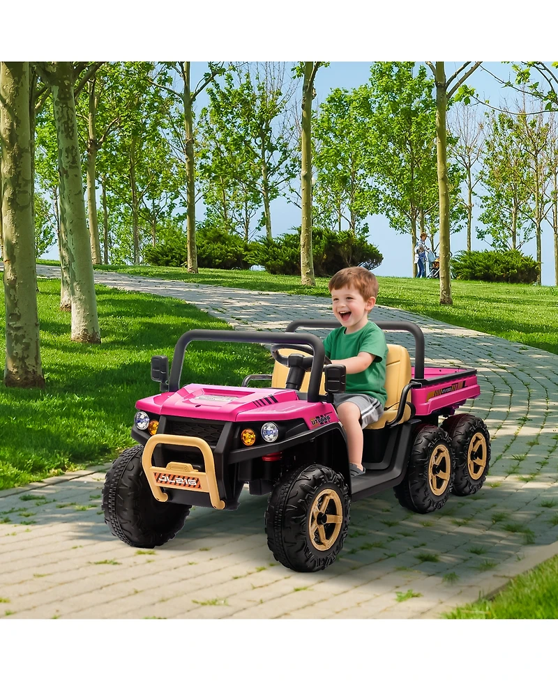 homfan 24V 2-Seater Ride-On Dump Truck 4WD with Remote Control, 110-Lb. Capacity, Ages 3–8