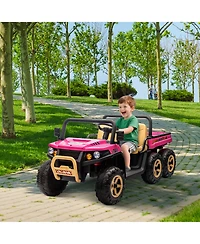 homfan 24V 2-Seater Ride-On Dump Truck 4WD with Remote Control, 110-Lb. Capacity, Ages 3–8