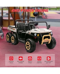homfan 24V 2-Seater Ride-On Dump Truck 4WD with Remote Control, 110-Lb. Capacity, Ages 3–8