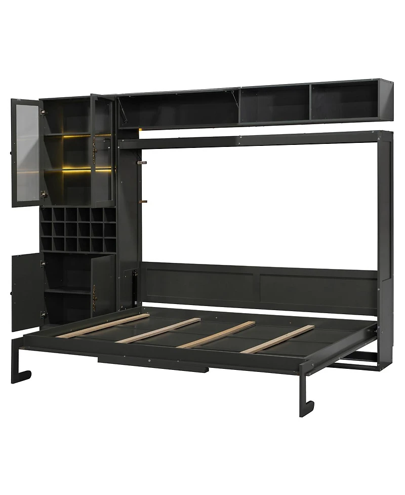 Streamdale Furniture Queen Murphy Bed with Sofa, Shelves
