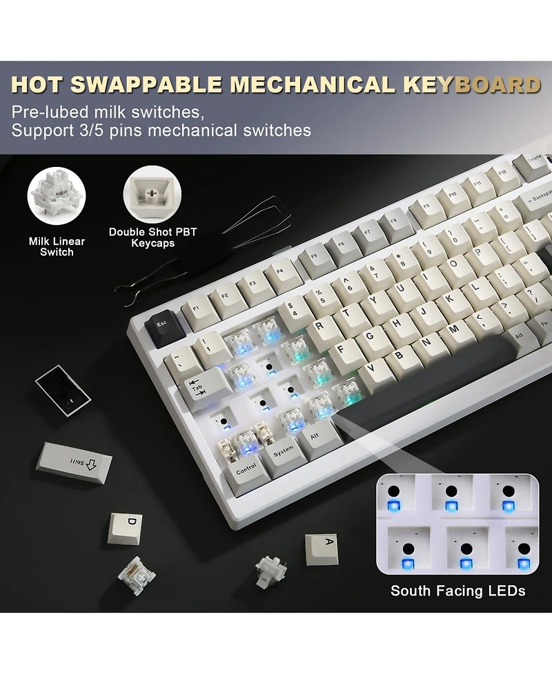 Lisen YZ98 Wireless Hot-Swappable Mechanical Keyboard for Windows and Mac