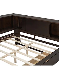 Streamdale Furniture Wood Daybed with Storage Shelves, Usb, Led, and 2 Drawers
