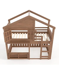 Streamdale Furniture Bunk Bed With Bookshelf and Safety Rail