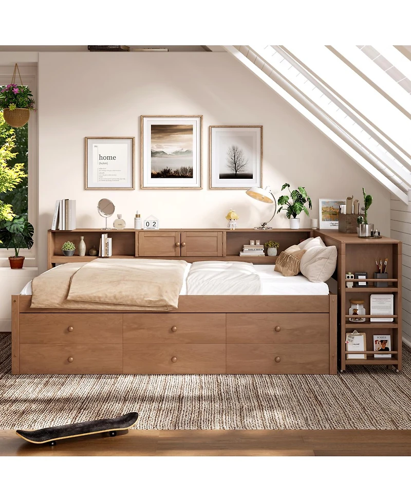 Streamdale Furniture Daybed with Trundle, Storage, Shelves and Desk