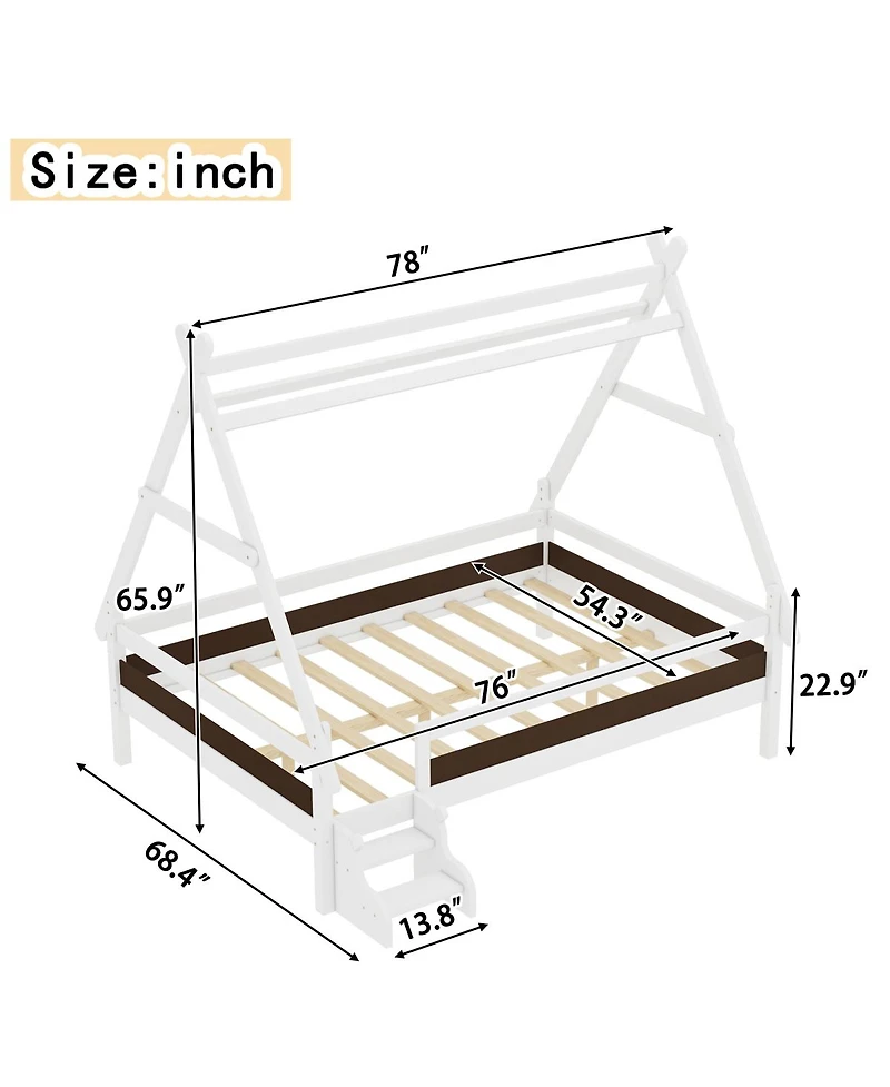 Streamdale Furniture Full House Platform Bed with Stairs