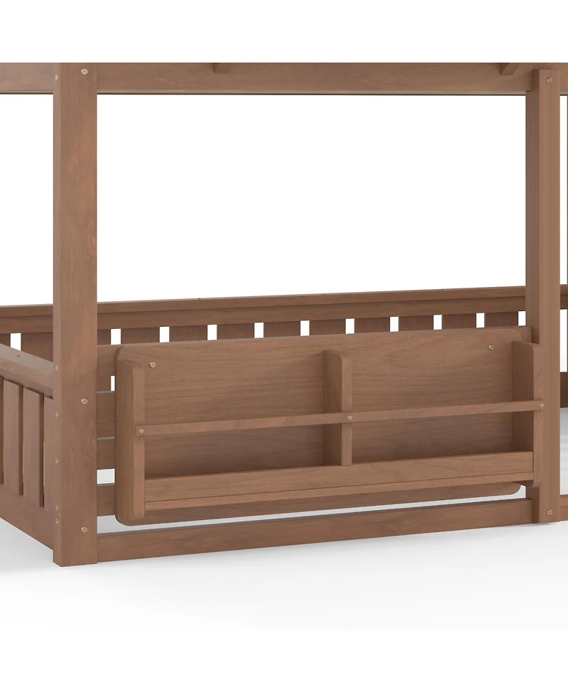 Streamdale Furniture House Bunk Bed with Bookshelf and Safety Rail