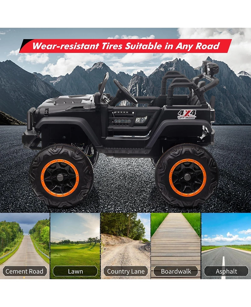 homfan 24v 2 Seater Electric Ride On Truck, 4 Wheel Battery Powered Car Toy with Remote Control for Boys and Girls Ages 3 to 8