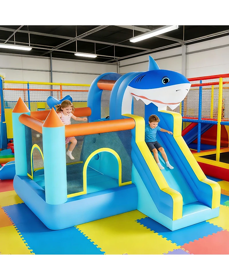 homfan Inflatable Bounce House 109"L x 102"W x 98"H, Oxford Cloth with Slide & Air Blower, Accommodates 3 Children, Ages 3+