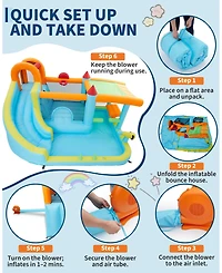 homfan 12-in-1 Inflatable Bounce House With Slide and Water Play, For 2-8 Kids, Ages 3+