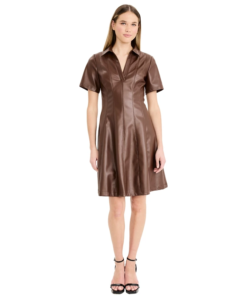 Maggy London Women's Short-Sleeve V-Neck Mini Dress