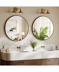 Koonmi Round Bathroom Mirror, Aluminum Alloy Frame