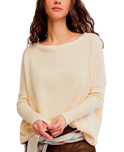 Free People Women's Latte Blues Thermal Long Sleeve Top