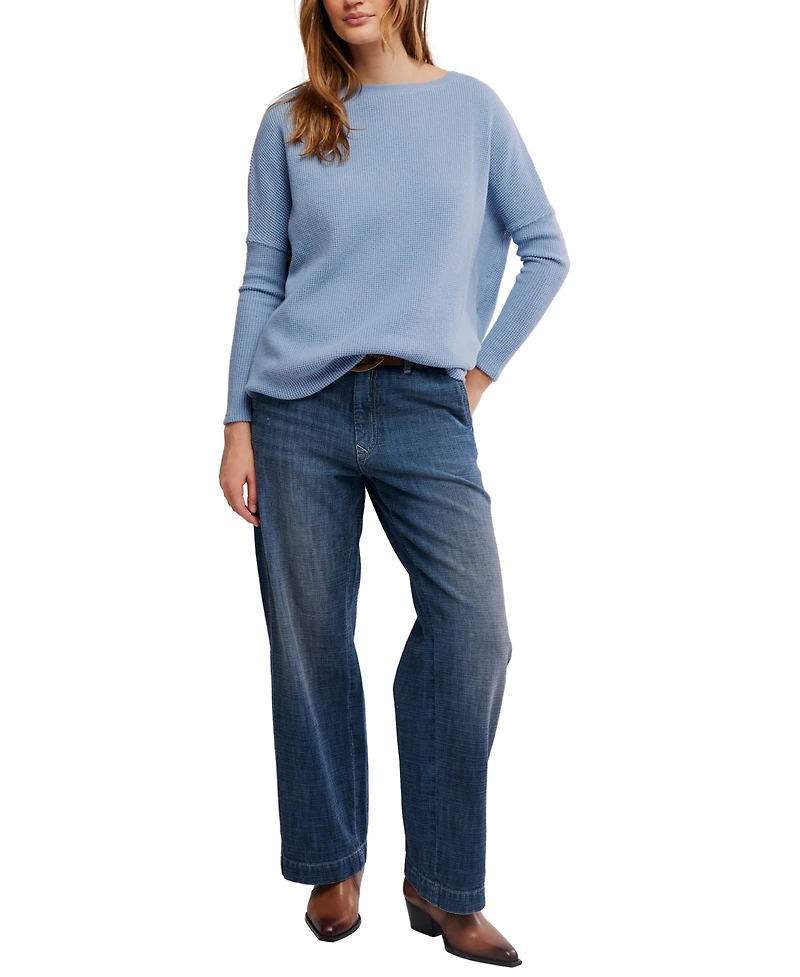 Free People Women's Latte Blues Thermal Long Sleeve Top