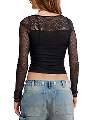 Free People Women's Intimately Sheer Mesh Long-Sleeve Top