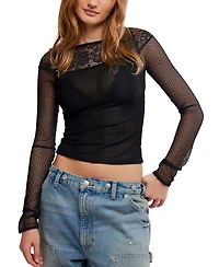 Free People Women's Intimately Sheer Mesh Long-Sleeve Top