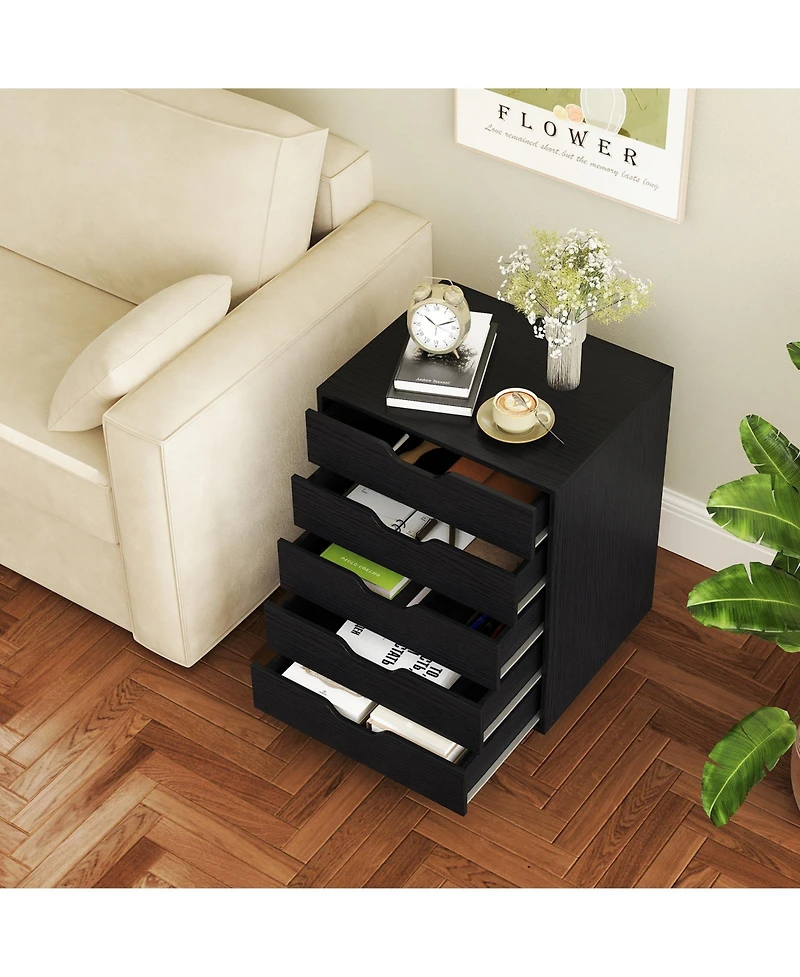 Mecale 5-Drawer Mobile File Cabinet with Lockable Wheels