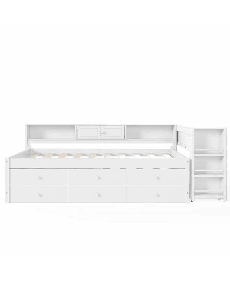 Streamdale Furniture Twin Daybed With Trundle, Storage, Shelves and Desk