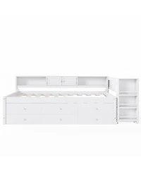 Streamdale Furniture Twin Daybed With Trundle, Storage, Shelves and Desk