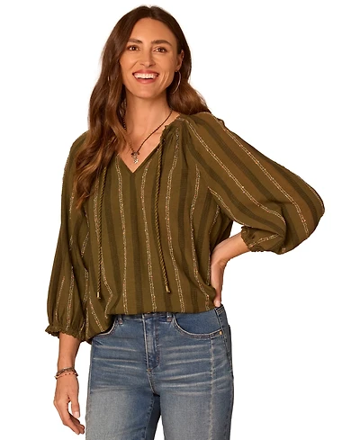 Democracy Women's Embroidered V-Neck Knit Top