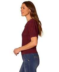 Democracy Women's Paisley-Jacquard V-Neck Sweater