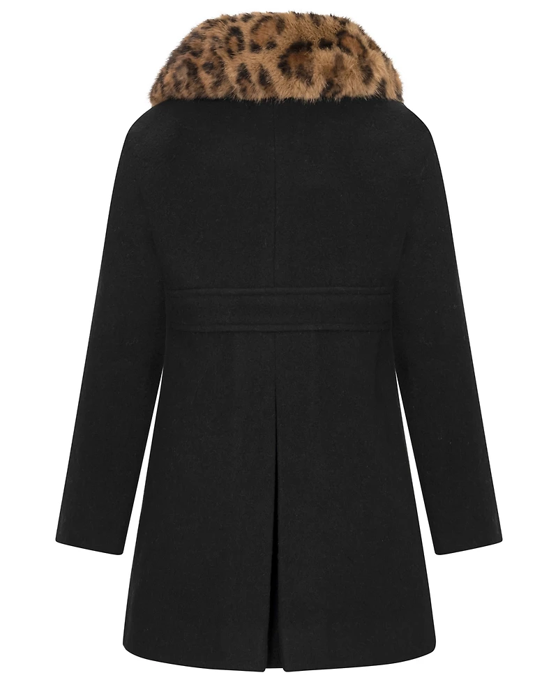 S Rothschild & Co Toddler Girls' 2T-5T Long-Sleeve Bow Waist Coat With Fur Collar