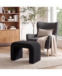 Tribesigns Vanity Stool: Sherpa upholstered ottoman, foot rest for couch, shoe bench, extra seating. No assembly. Black