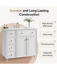 Tribesigns 36" Bathroom Vanity with Sink, Modern Bathroom Sink Cabinet with 3 Drawers and 2 Doors