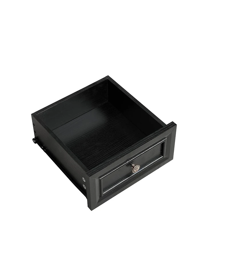 Streamdale Furniture Farmhouse 2-Drawer Side Table with Charging Station and Rustic Wood Base