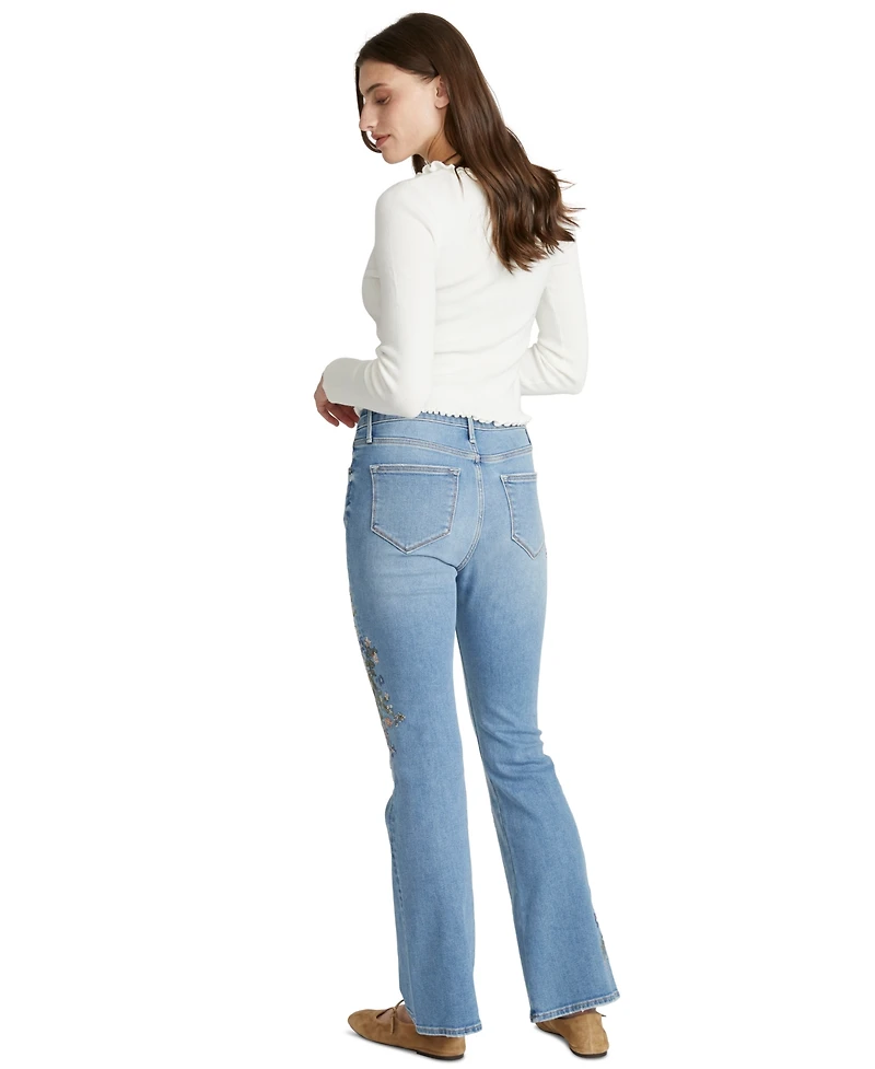 Driftwood Women's Floral Needlepoint Embroidered Jeans
