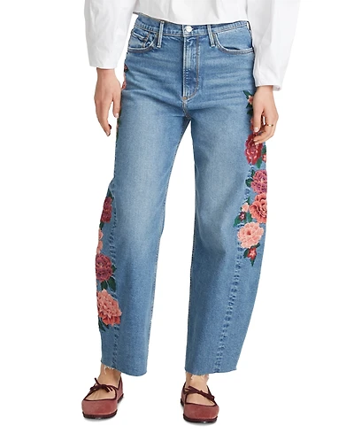 Driftwood Women's Rose Embroidered Mid-Rise Ankle Jeans