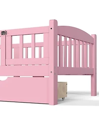 Streamdale Furniture Platform Bed with Storage and Guardrails