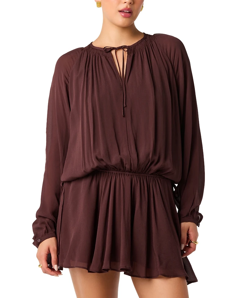 Astr the Label Women's Long-Sleeve Tie-Neck Mini Dress
