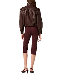 Astr the Label Women's Faux Leather Cropped Bomber Jacket