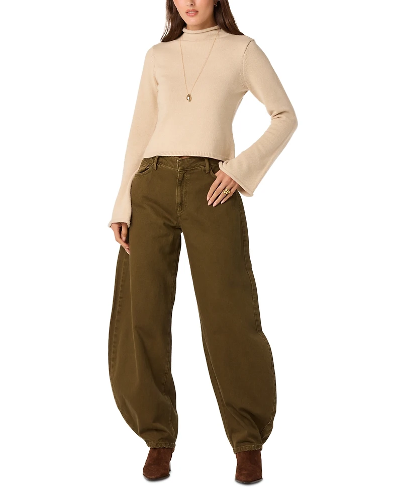 Astr the Label Women's Mock Neck Long-Sleeve Sweater