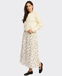 En Saison Women's Round Neck Button-Front Sweater