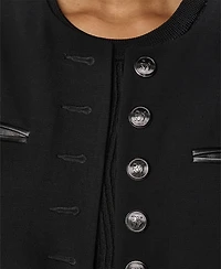 Dkny Women's Cropped Collarless Button-Front Jacket