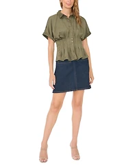 Vince Camuto Women's Short-Sleeve Button-Down Shirt Top
